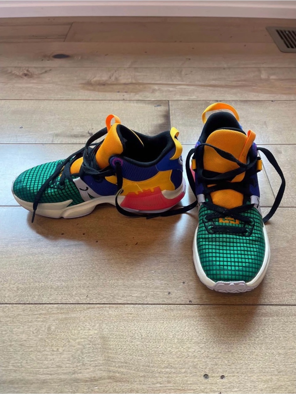 Kids Multicolor Athletic Sneakers - Green/Yellow/Purple Accent